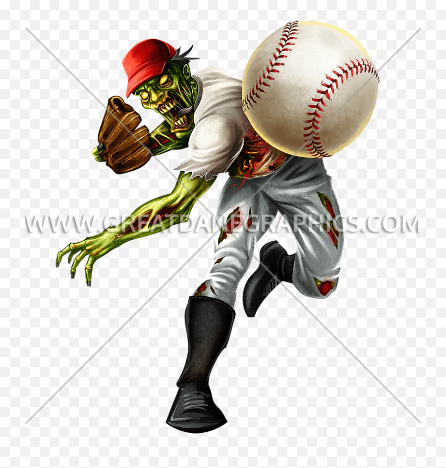 Zombie Baseball Production Ready Artwork For T - Shirt Printing Zombie Baseball Player Png,Baseball Png