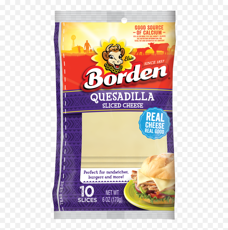 Quesadilla Slices - Borden Cheese Borden Natural Cheese Slices Png,Quesadilla Png