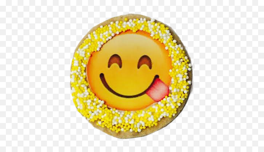 Tongue Out Emoji Sugar Cookies With Nonpareils - Smiley Png,Tongue Out Emoji Png