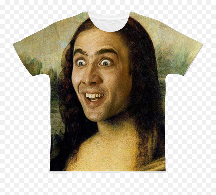 Download Nicolas Cage As The Mona Lisa Classic Sublimation - Nicolas Cage Meme Png,Nicolas Cage Png