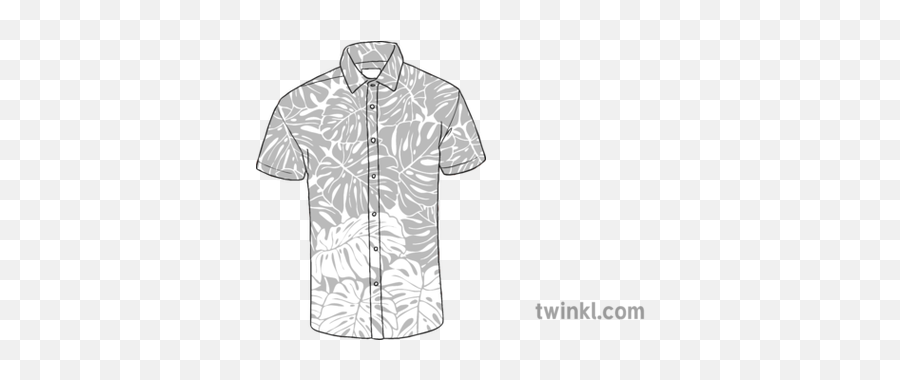 Hawaiian Shirt 1 Black And White Illustration - Twinkl Polo Shirt Png,Hawaiian Shirt Png