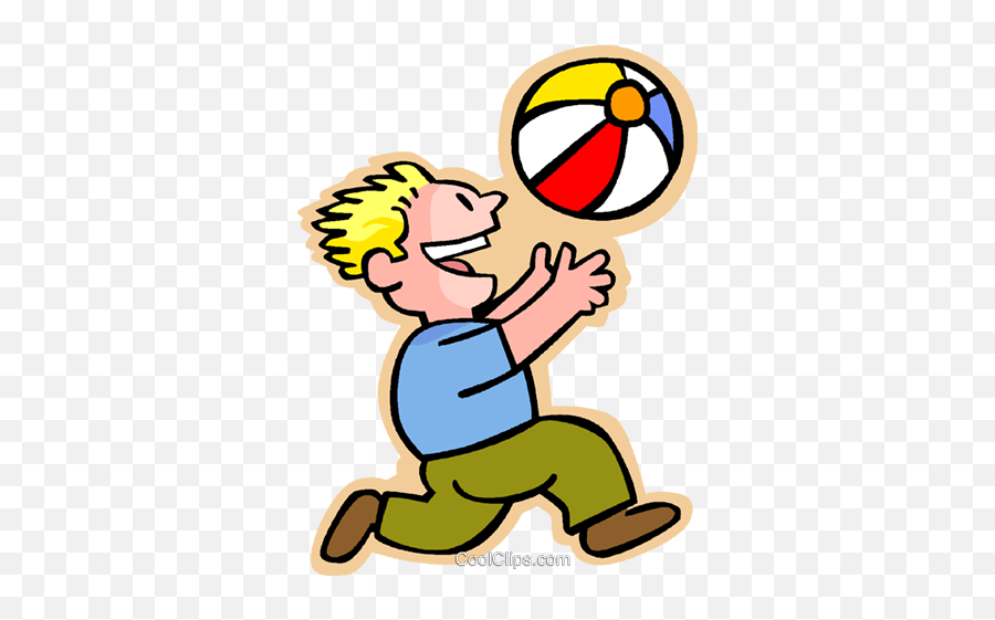Little Boy With A Beach Ball Royalty Free Vector Clip Art - Throwing Beach Ball Clipart Png,Beach Balls Png