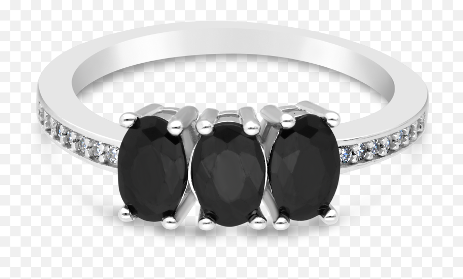 Silver 3 Stone Oval Black U0026 Channel Set White Cubic Zirconia Dress Ring - Engagement Ring Png,White Oval Png