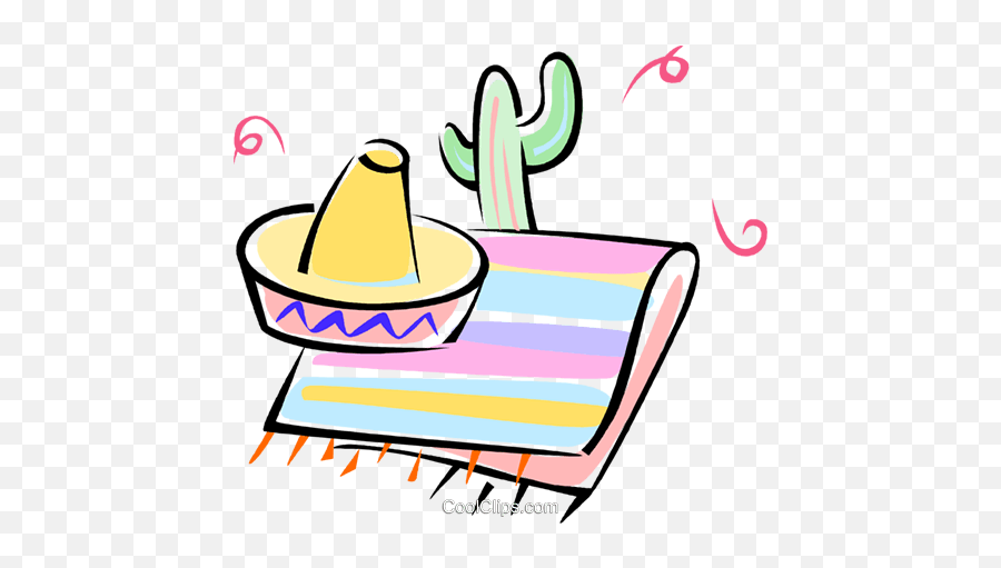 Cactus Mexican Sombrero Blanket Royalty Free Vector Clip - Clip Art Png,Sombrero Clipart Png