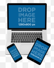 Download Mockup Of A Macbook Pro With Ipad Mini And Iphone - png