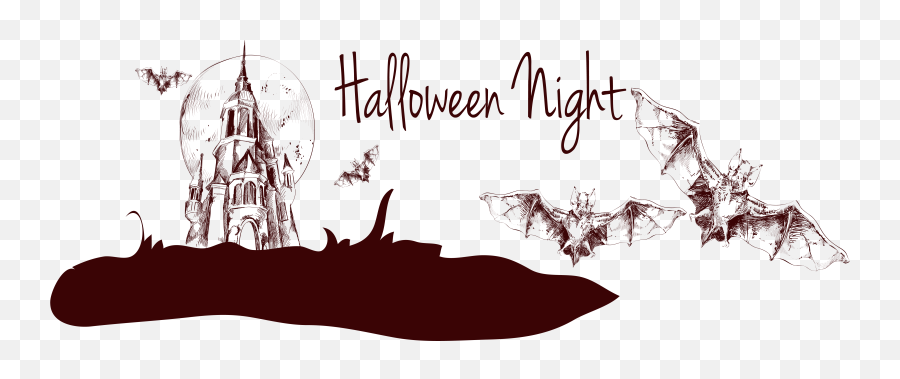 Halloween Banner Illustration - Painted Haunted House Castle Fiction Png,Halloween Banner Png