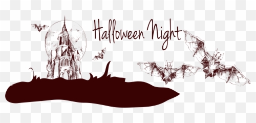 Halloween Banner Illustration - Painted haunted house Castle Fiction png