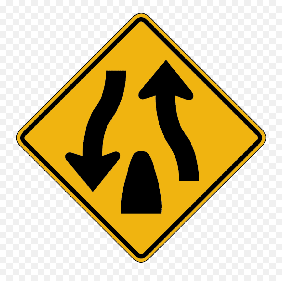 Signs - Divided Highway Ends Sign Png,Phone Icon Triangle With Up And Down Arrows