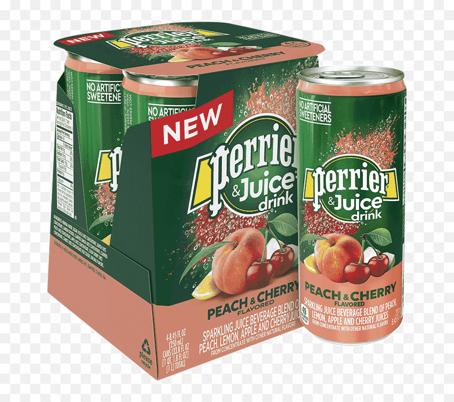 Perrier U0026 Juice Peach Cherry Mineral Water 8 Oz Cans 24 - Perrier Png,Juice Box Png