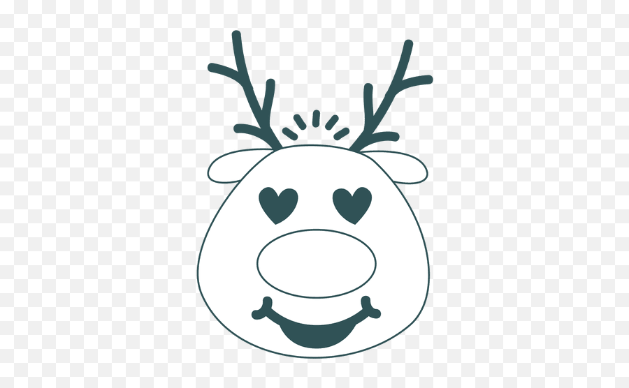 Heart Eyes Reindeer Face Green Stroke Emoticon 42 - Reindeer Png,Heart Eyes Png