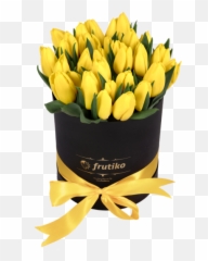 Black Box Png - Black Box Oval Of Yellow Tulips Tulip Yellow Tulips In Box,Tulip Png