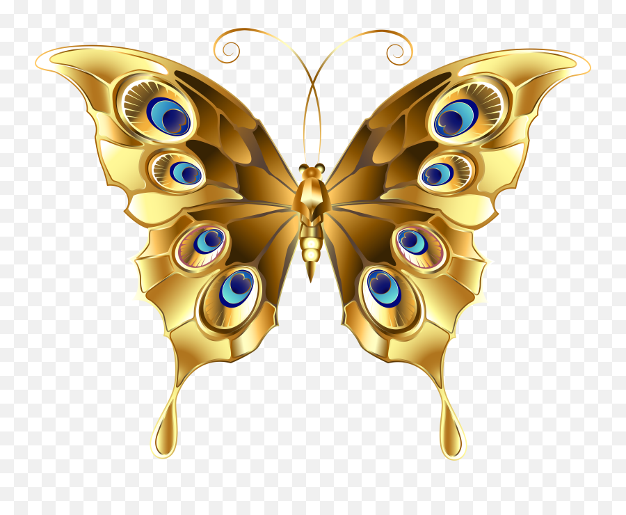 Clipart Butterfly Png - Transparent Background Golden Butterfly Png,Yellow Butterfly Png