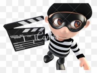 Clapperboard Clipart Movie Maker - 3d Funny Cartoon Burglar Thief With Briefcase png