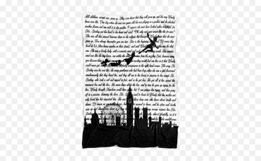 Peter Pan White Book Page Fleece Blanket - Drawing Png,Peter Pan Silhouette Png