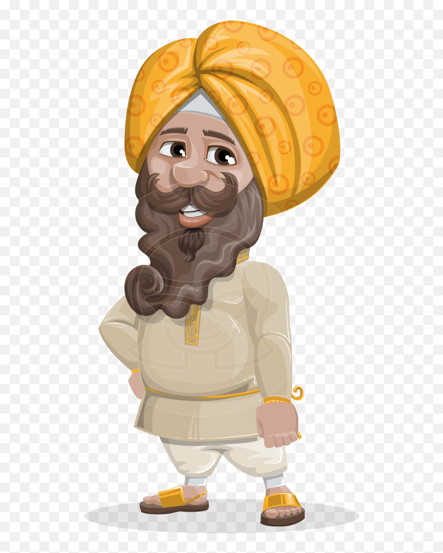 Indian Man With Turban Cartoon Vector Character Aka Virat - Indian Man With Turban Cartoon Png,Turban Png