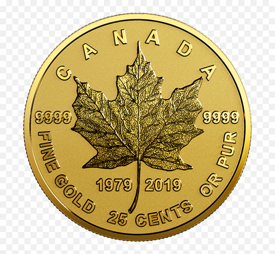 2019 1979 - Canadian 25cent Gold Maple Leaf 40th Anniv 05 G Pure Gold Coin Maple Leaf Gold 2019 Png,Canada Maple Leaf Png