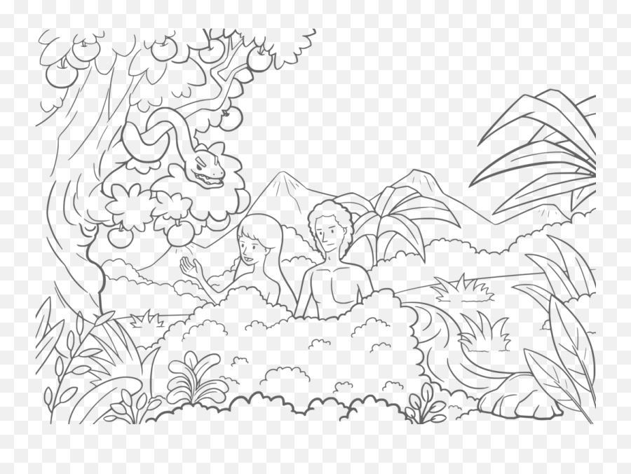 Bible Characters Png - Bible Garden Of Eden Adam And Eve Adam And Eve Coloring,Garden Png