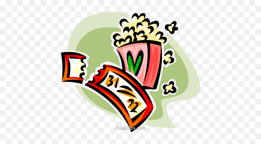 Movie Ticket And Popcorn Royalty Free Vector Clip Art - Clip Art Png,Movie Ticket Png