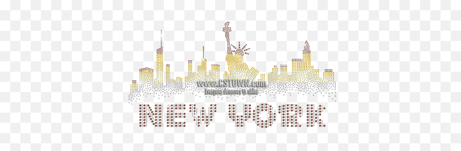 New York City Silhouette Rhinestone Iron - Cstown Skyline Png,New York Skyline Silhouette Png
