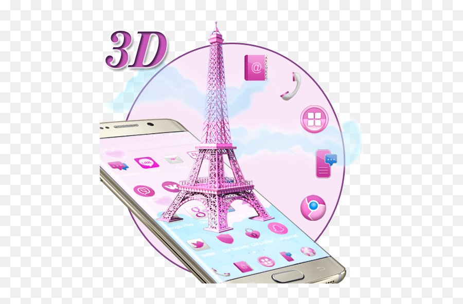 3d Pink Paris Eiffel Tower - Apps On Google Play Mobile Phone Png,Eiffel Tower Transparent Background