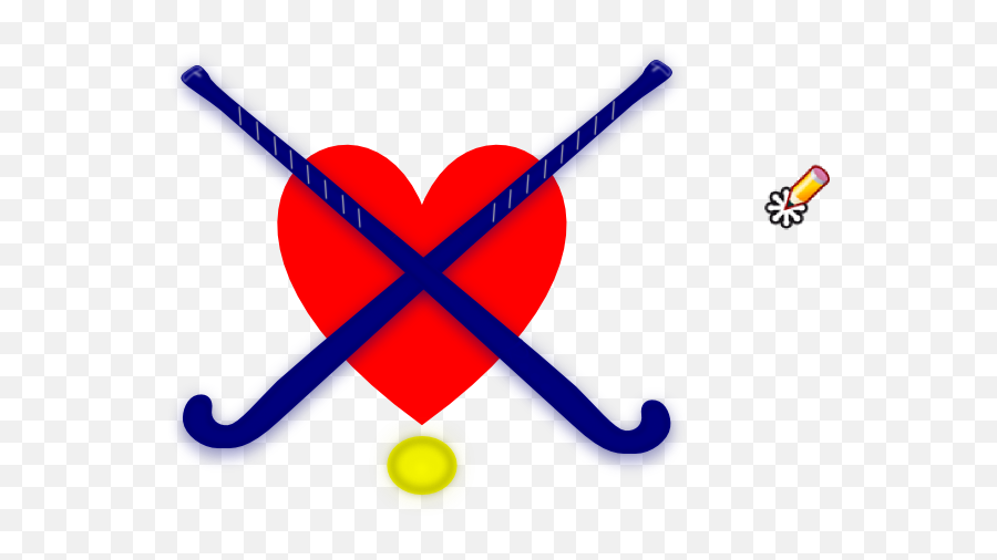 Hockey Sticks Blue With Heart Clip Art - Vector Field Hockey Sticks Transparent Png,Hockey Sticks Png