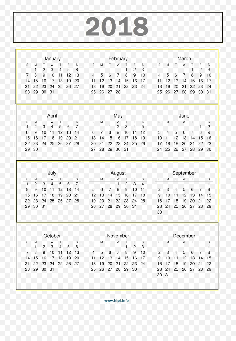 Calendar 2018 Transparent Png Image Arts - 2021 Printable Yearly Calendar Free,2018 Calendar Png