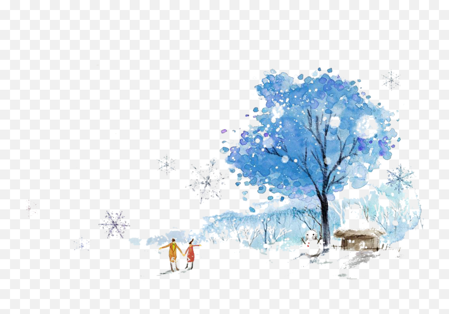 Download Hd Winter Trees Watercolor - Watercolor Winter Tree Png,Watercolor Clipart Png