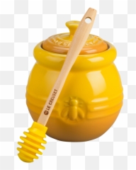 Stoneware Honey Pot With Dipper - Le Creuset png