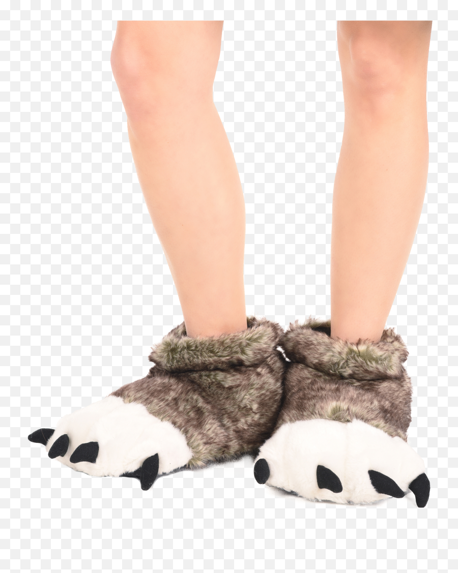 Wolf Kid And Adult Paw Slipper - Lazy One Wolf Paws Png,Wolf Paw Icon