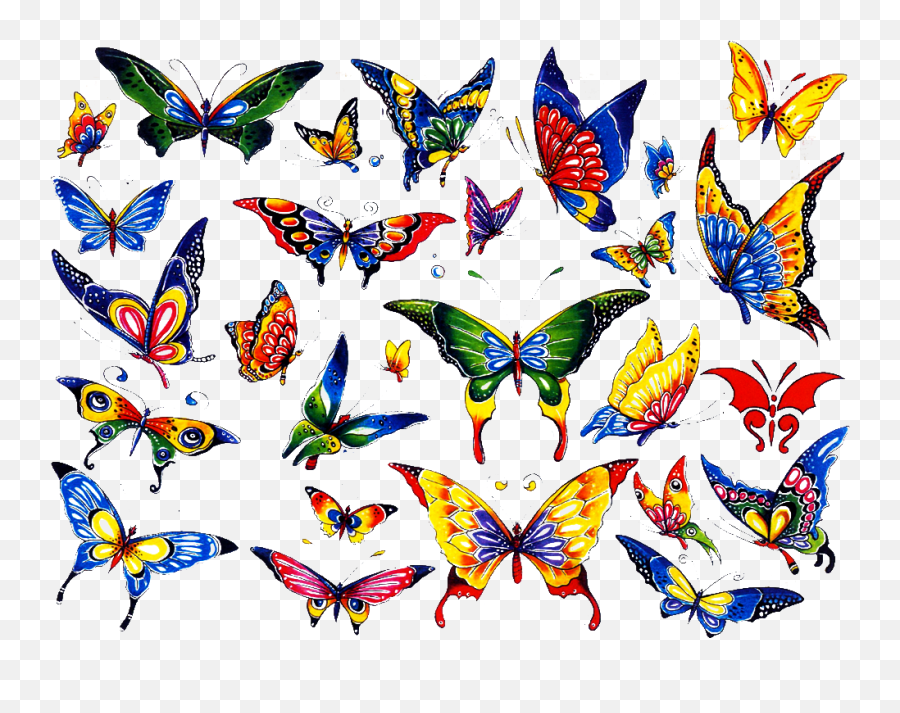 Colorful Butterfly Tattoo Designs - Colorful Butterfly Tattoo Designs For Women Png,Butterfly Tattoo Png