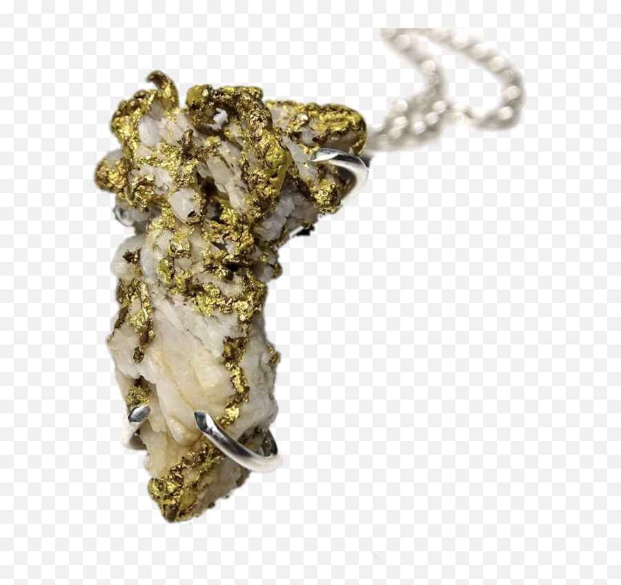 Download Gold Nugget Crystalline Pendant Necklace - Locket Png,Pendant Png