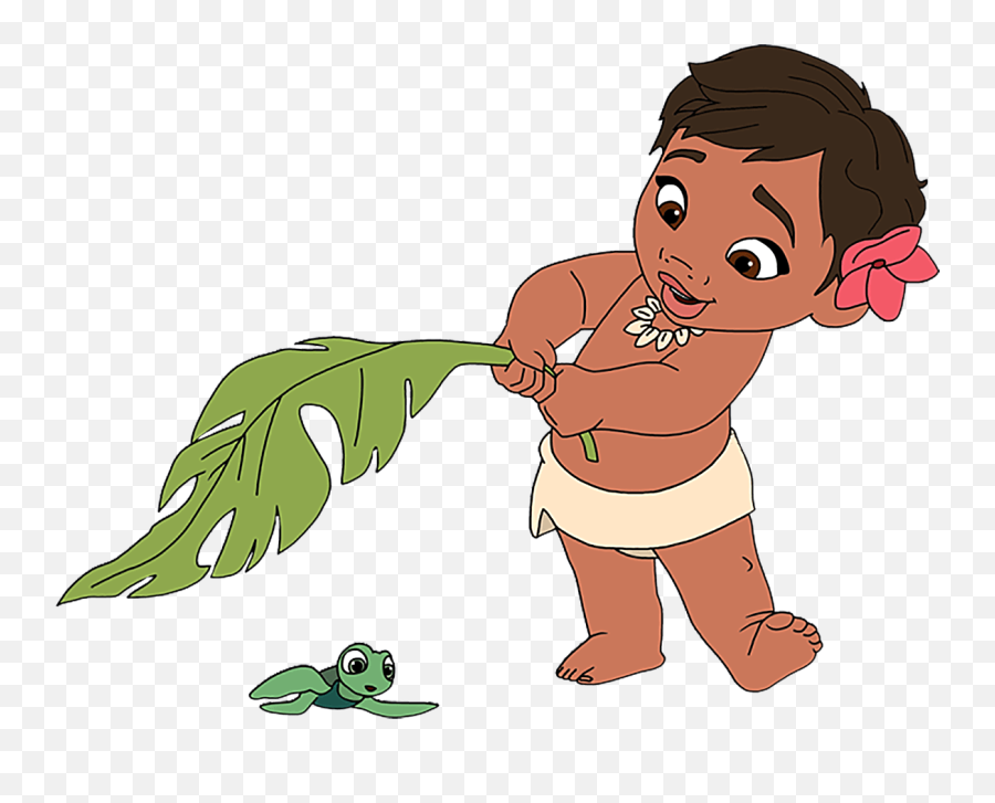 Moana Clipart Animated Baby - Baby Moana With Turtle Png,Moana Transparent Background