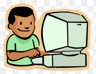 Little Boy With Computer Royalty Free Vector Clip Art - Student Using Computer Cartoon Png,Little Boy Png