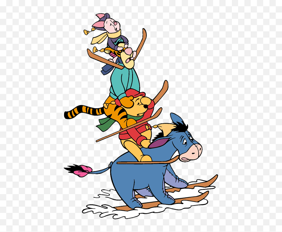 Pooh Piglet Tigger Rabbit Eeyore Free Image - Eeyore Skiing Png,Eeyore Transparent