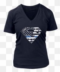 Thin Blue Line Police Superhero Shirt - png