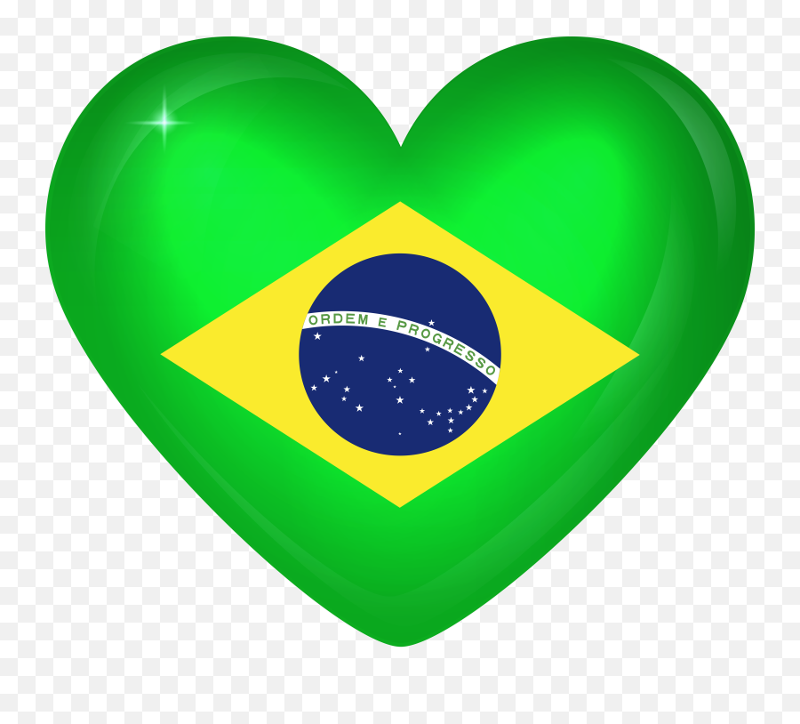 Brazil Large Heart Flag - Brazil Flag Png,Bandeira Brasil Png