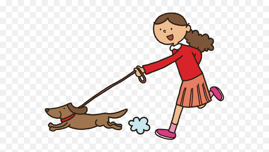 Girl With Dog In Leash Free Svg - Walking Dog Clipart Png,Leash Png