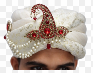 Large 2 Piece Ruby And Pearl Turban Broach Kalgi - Headpiece Png,Turban Png