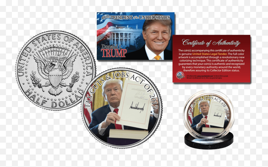 President Trump Tax Cuts Official Half Dollar Us Coin - Donald Trump Presidential Half Dollar Png,Donald Trump Signature Png