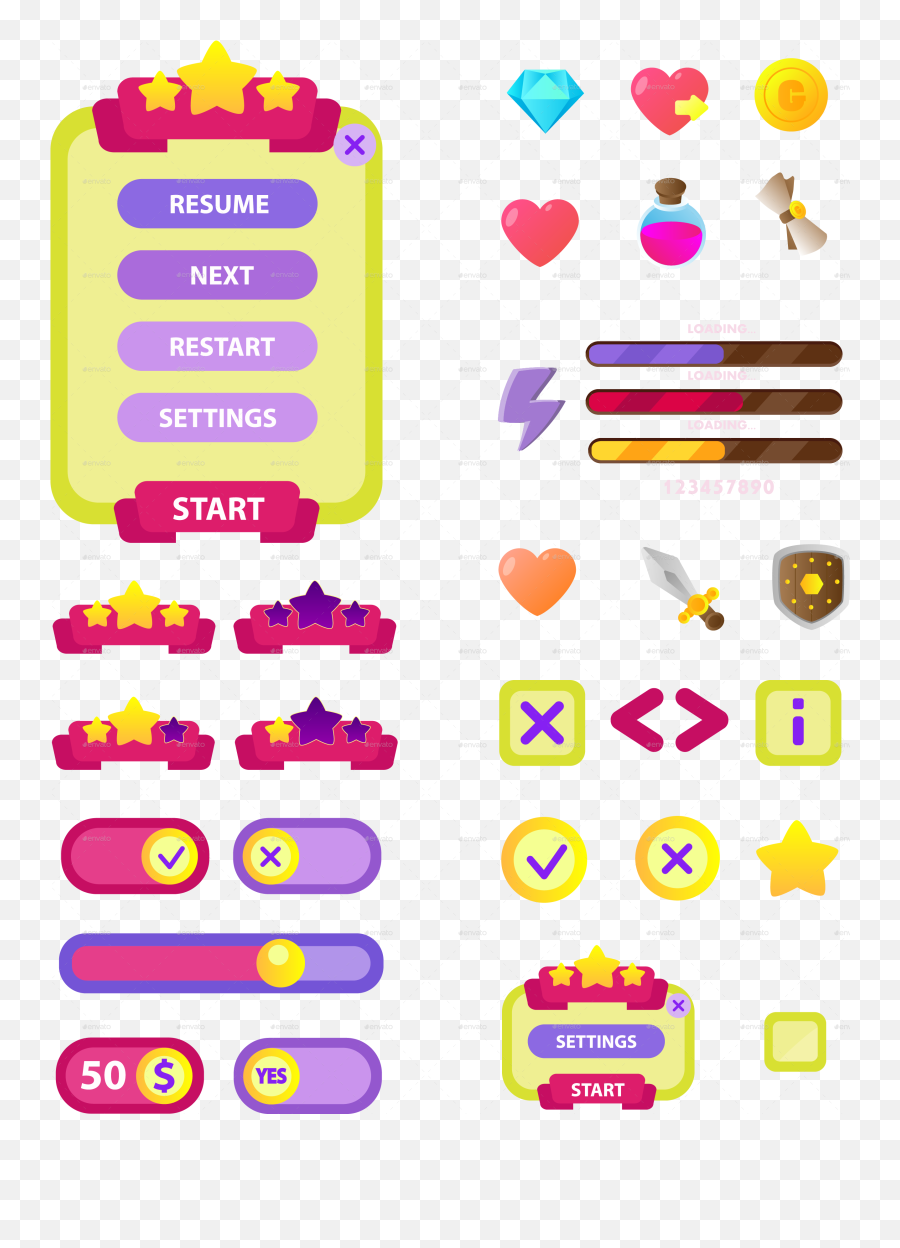 Game Icons Asset Flat Style Design - Vertical Png,Restaurant Icon Game