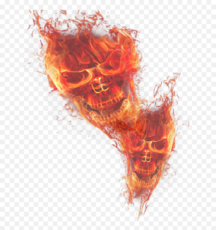 Download Double Skull Png Transparant - Flame Skull Png,Skull Png Transparent