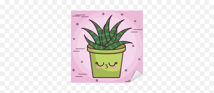 Kawaii Cactus In A Pot Icon Over Purple Background Colorful - Cactus Png,Pot Icon