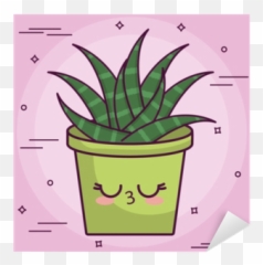Kawaii Cactus In A Pot Icon Over Purple Background Colorful - Cactus Png,Pot Icon