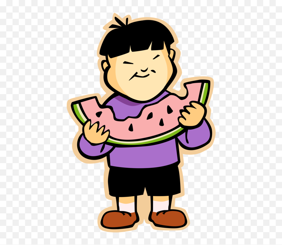 Asian Boy Eats - Eating Watermelon Png Clipart Full Size Asian Boy Clipart,People Eating Png