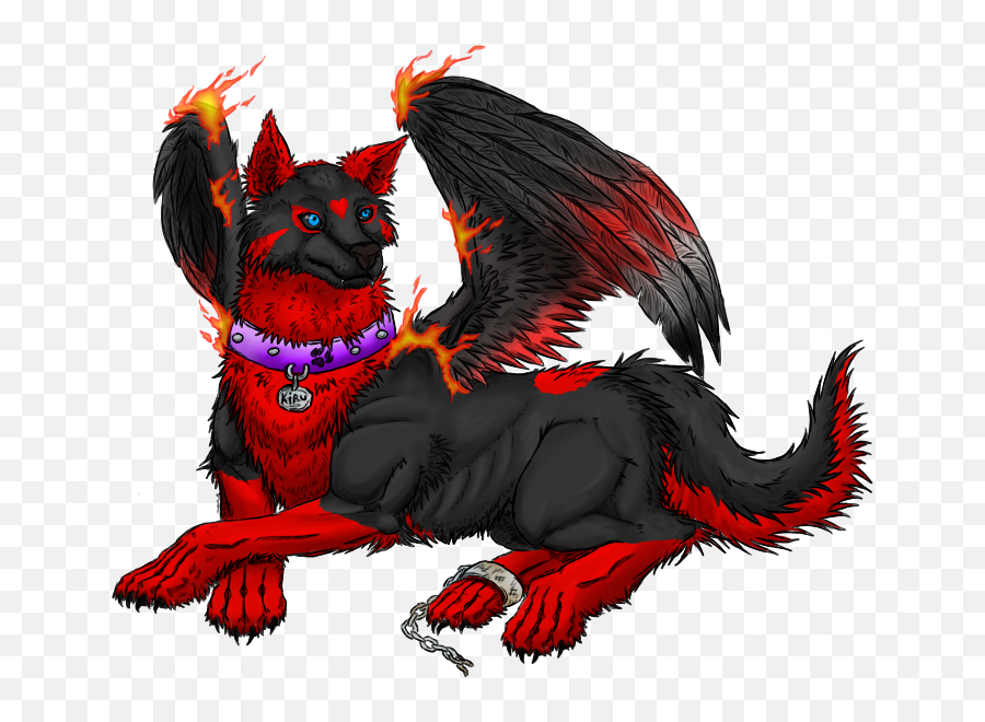 Red Wolf With Wings - Cute Anime Wolf With Wings Png,Demon Wings Png