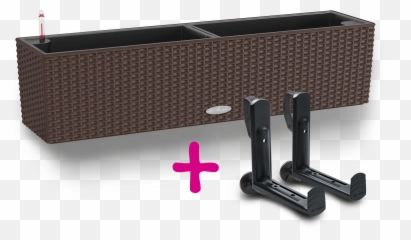 Balconera Cottage 80 Mocha Balcony Brackets Black - Lechuza Balconera Planter png