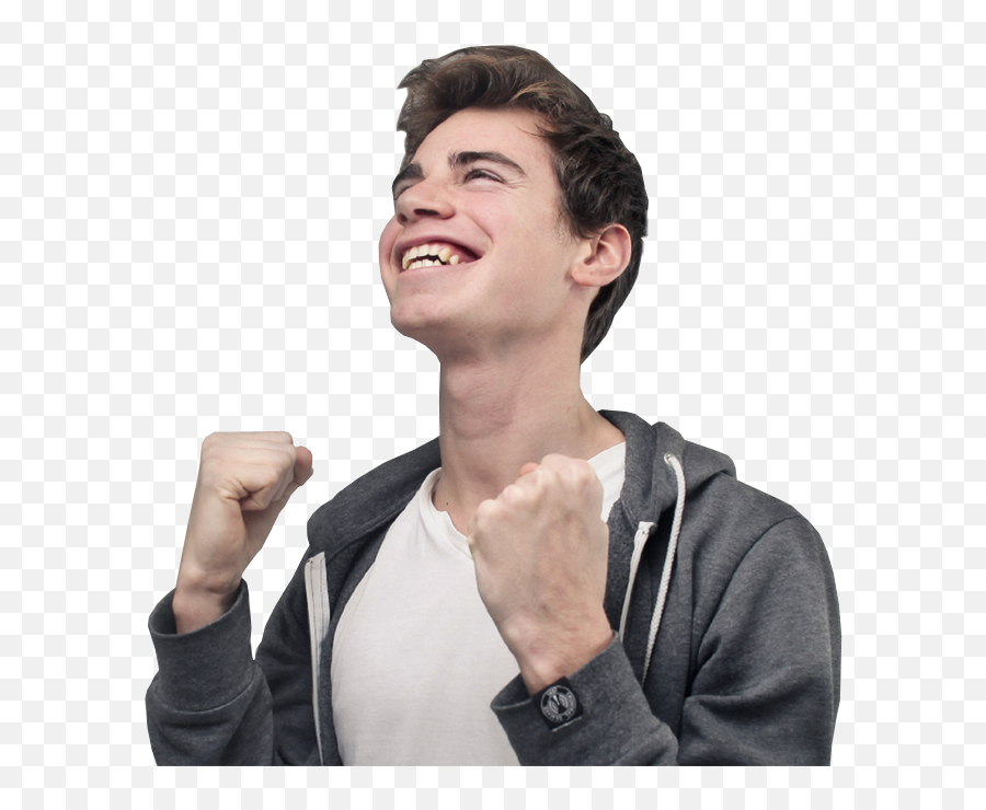 Excited Man Enjoying His Success With Clenched Fists Free - Songs That Excite The White Folk Playlist Png,Fists Png