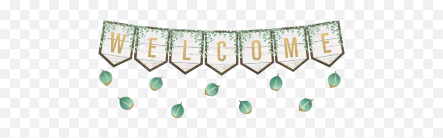 Teacher Created Resources Eucalyptus Pennants Welcome Bulletin Board Tcr8472 - Decorative Png,Bulletin Board Png