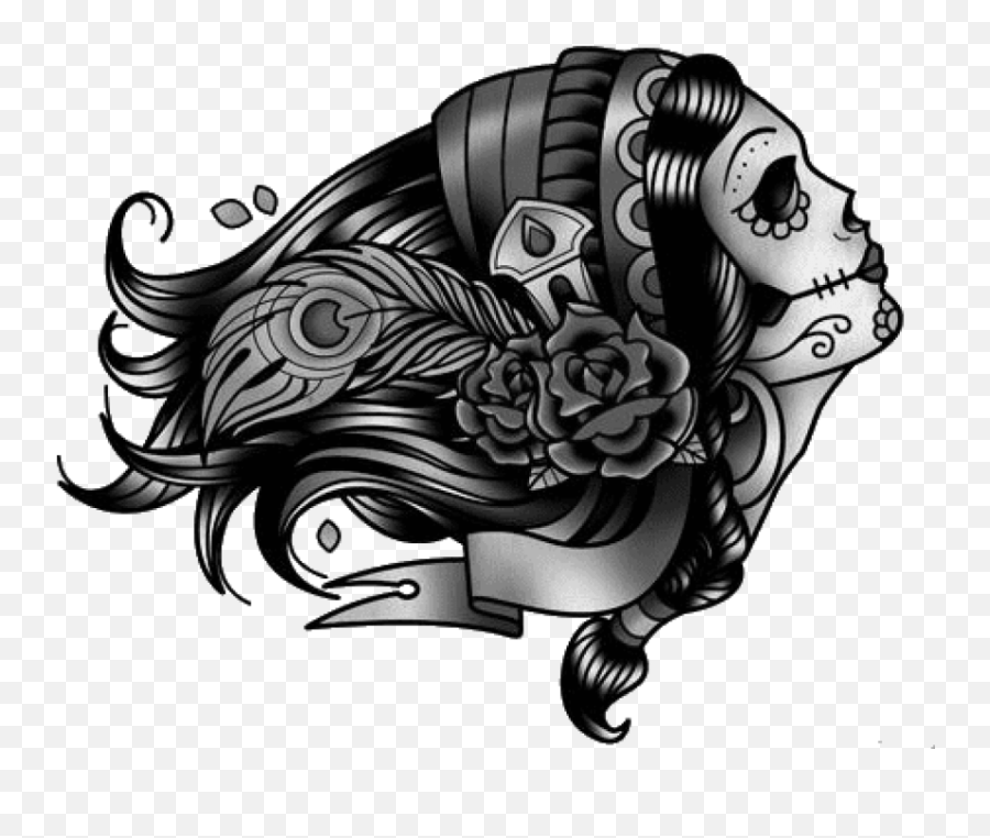 Download Tattoo Drawing Png - Rose Tattoo Transparent Png Mexican Sugar Skull Tattoo,Rose Tattoo Png