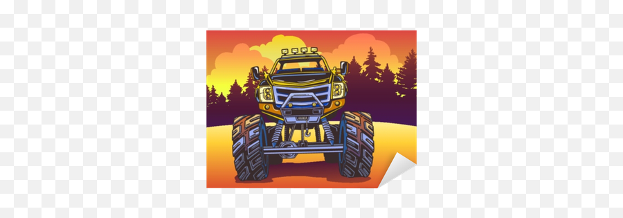 Sticker Vector Cartoon Monster Truck - Cartoon Style Monster Trucks Png,Monster Truck Icon